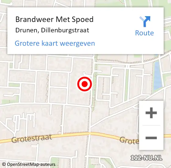 Locatie op kaart van de 112 melding: Brandweer Met Spoed Naar Drunen, Dillenburgstraat op 11 juni 2021 22:10