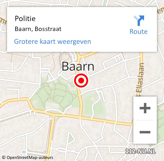 Locatie op kaart van de 112 melding: Politie Baarn, Bosstraat op 11 juni 2021 22:12