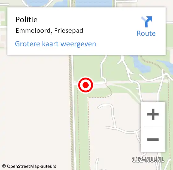 Locatie op kaart van de 112 melding: Politie Emmeloord, Friesepad op 11 juni 2021 22:14