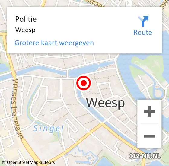 Locatie op kaart van de 112 melding: Politie Weesp op 11 juni 2021 22:19