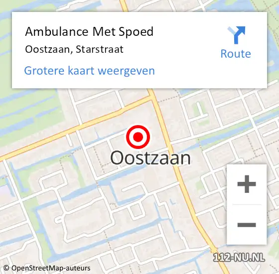 Locatie op kaart van de 112 melding: Ambulance Met Spoed Naar Oostzaan, Starstraat op 11 juni 2021 23:03