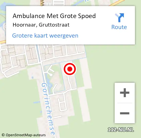 Locatie op kaart van de 112 melding: Ambulance Met Grote Spoed Naar Hoornaar, Gruttostraat op 11 juni 2021 23:15