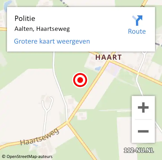 Locatie op kaart van de 112 melding: Politie Aalten, Haartseweg op 11 juni 2021 23:20