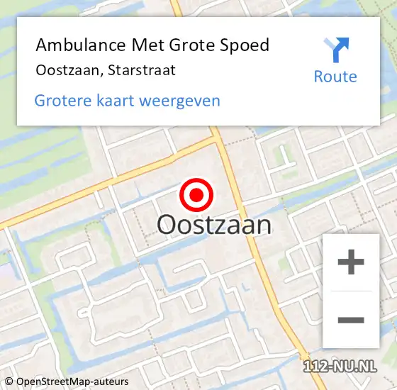 Locatie op kaart van de 112 melding: Ambulance Met Grote Spoed Naar Oostzaan, Starstraat op 11 juni 2021 23:21