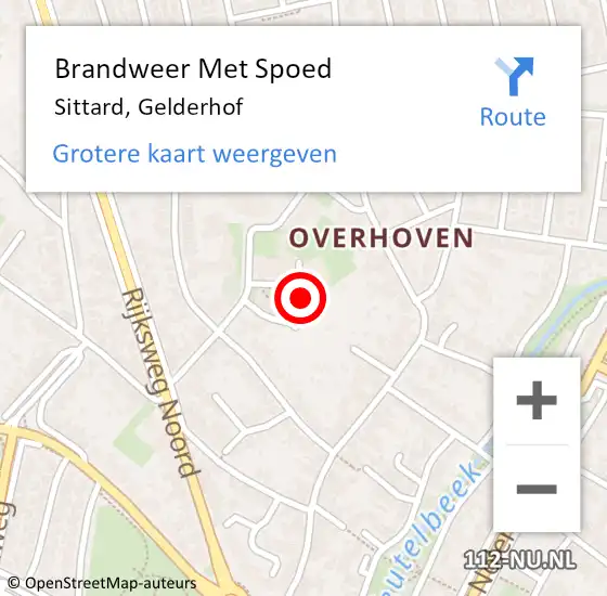 Locatie op kaart van de 112 melding: Brandweer Met Spoed Naar Sittard, Gelderhof op 11 juni 2021 23:39