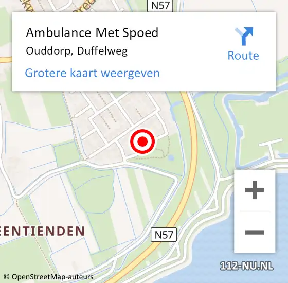 Locatie op kaart van de 112 melding: Ambulance Met Spoed Naar Ouddorp, Duffelweg op 11 juni 2021 23:48