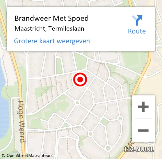 Locatie op kaart van de 112 melding: Brandweer Met Spoed Naar Maastricht, Termileslaan op 11 juni 2021 23:50