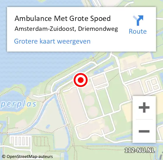 Locatie op kaart van de 112 melding: Ambulance Met Grote Spoed Naar Amsterdam-Zuidoost, Driemondweg op 11 juni 2021 23:52