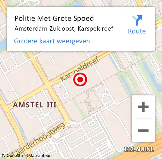 Locatie op kaart van de 112 melding: Politie Met Grote Spoed Naar Amsterdam-Zuidoost, Karspeldreef op 12 juni 2021 00:07