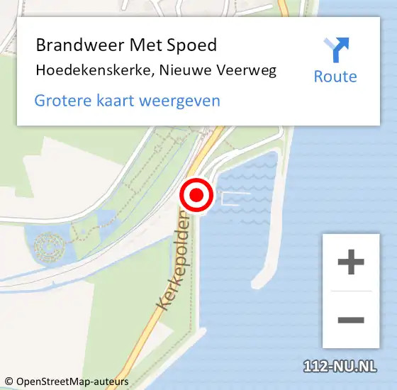 Locatie op kaart van de 112 melding: Brandweer Met Spoed Naar Hoedekenskerke, Nieuwe Veerweg op 12 juni 2021 00:36