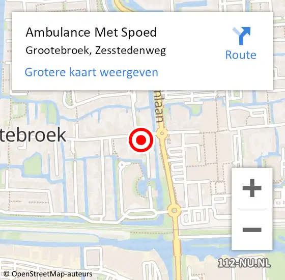 Locatie op kaart van de 112 melding: Ambulance Met Spoed Naar Grootebroek, Zesstedenweg op 12 juni 2021 01:10