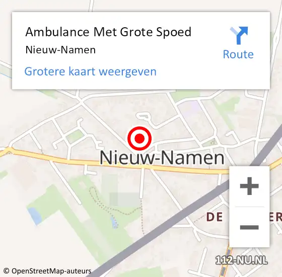 Locatie op kaart van de 112 melding: Ambulance Met Grote Spoed Naar Nieuw-Namen op 12 juni 2021 01:34