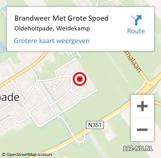 Locatie op kaart van de 112 melding: Brandweer Met Grote Spoed Naar Oldeholtpade, Weidekamp op 12 juni 2021 02:22