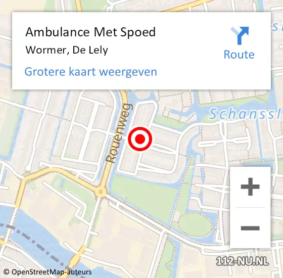 Locatie op kaart van de 112 melding: Ambulance Met Spoed Naar Wormer, De Lely op 12 juni 2021 02:31