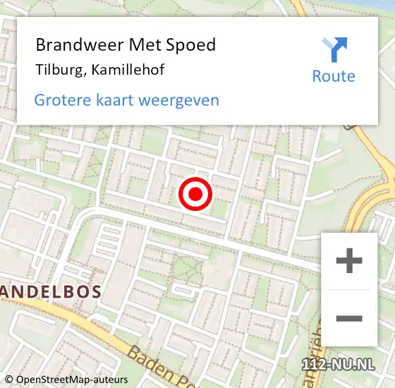 Locatie op kaart van de 112 melding: Brandweer Met Spoed Naar Tilburg, Kamillehof op 12 juni 2021 02:37