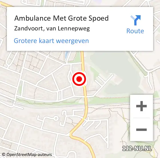 Locatie op kaart van de 112 melding: Ambulance Met Grote Spoed Naar Zandvoort, van Lennepweg op 12 juni 2021 03:39