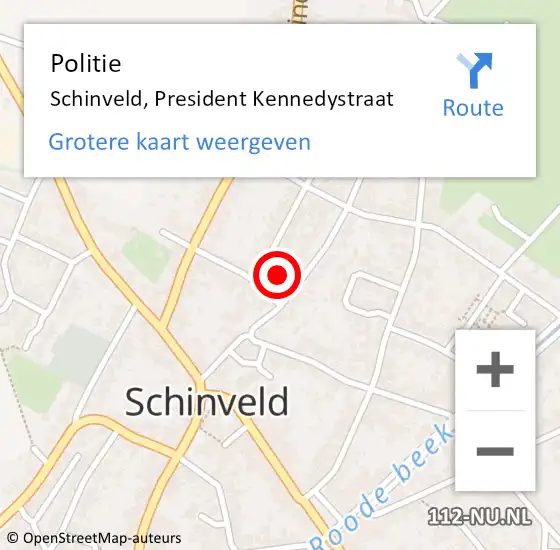 Locatie op kaart van de 112 melding: Politie Schinveld, President Kennedystraat op 12 juni 2021 03:57