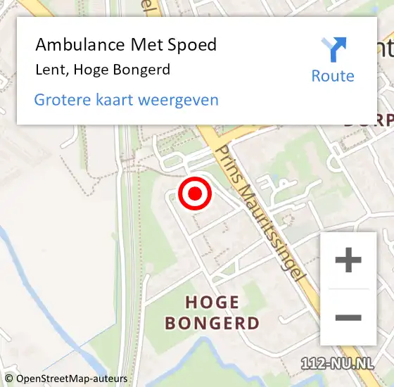 Locatie op kaart van de 112 melding: Ambulance Met Spoed Naar Lent, Hoge Bongerd op 12 juni 2021 06:01