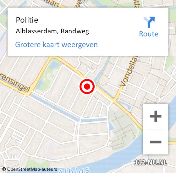 Locatie op kaart van de 112 melding: Politie Alblasserdam, Randweg op 12 juni 2021 07:18