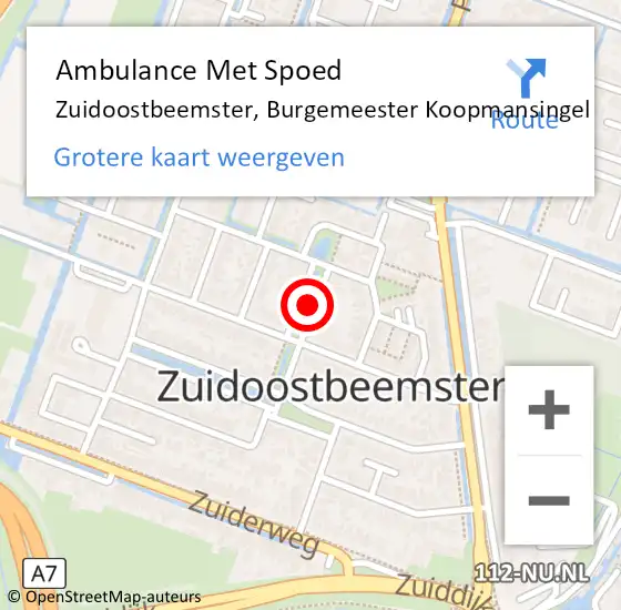 Locatie op kaart van de 112 melding: Ambulance Met Spoed Naar Zuidoostbeemster, Burgemeester Koopmansingel op 12 juni 2021 07:22