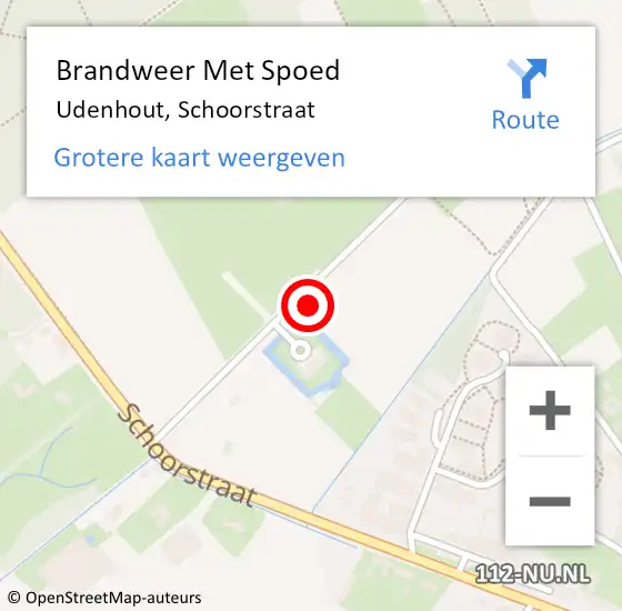 Locatie op kaart van de 112 melding: Brandweer Met Spoed Naar Udenhout, Schoorstraat op 12 juni 2021 07:34