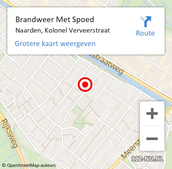 Locatie op kaart van de 112 melding: Brandweer Met Spoed Naar Naarden, Kolonel Verveerstraat op 12 juni 2021 07:39