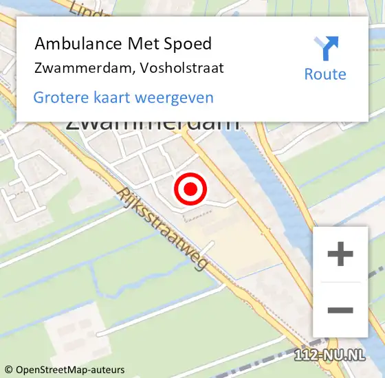 Locatie op kaart van de 112 melding: Ambulance Met Spoed Naar Zwammerdam, Vosholstraat op 12 juni 2021 07:54