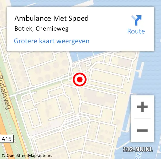 Locatie op kaart van de 112 melding: Ambulance Met Spoed Naar Botlek, Chemieweg op 12 juni 2021 08:12