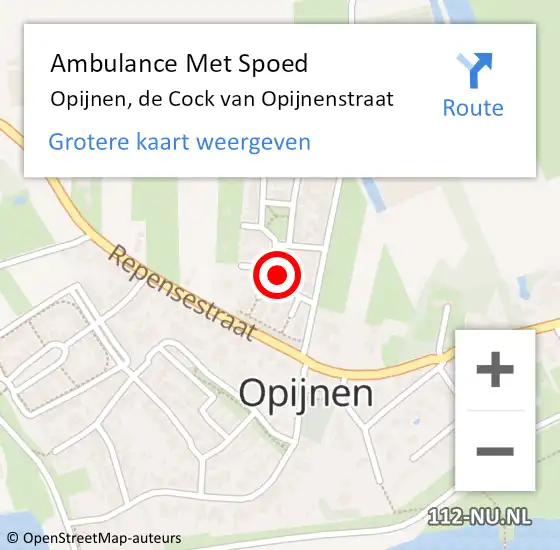 Locatie op kaart van de 112 melding: Ambulance Met Spoed Naar Opijnen, de Cock van Opijnenstraat op 12 juni 2021 08:33