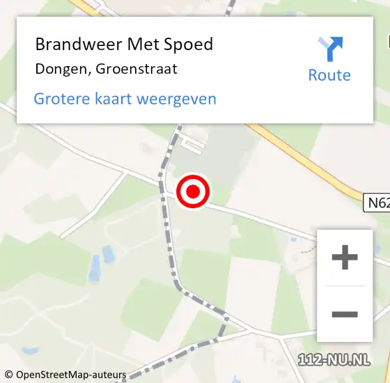 Locatie op kaart van de 112 melding: Brandweer Met Spoed Naar Dongen, Groenstraat op 12 juni 2021 09:43