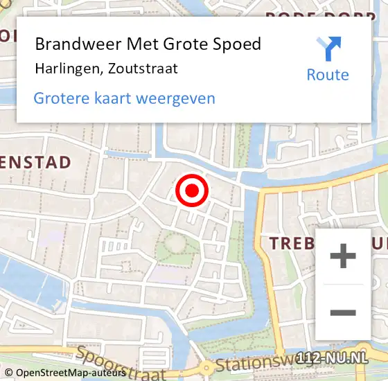 Locatie op kaart van de 112 melding: Brandweer Met Grote Spoed Naar Harlingen, Zoutstraat op 12 juni 2021 10:08