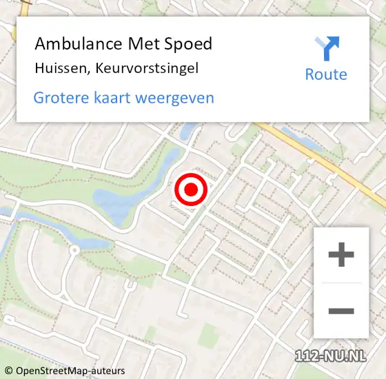 Locatie op kaart van de 112 melding: Ambulance Met Spoed Naar Huissen, Keurvorstsingel op 12 juni 2021 10:13