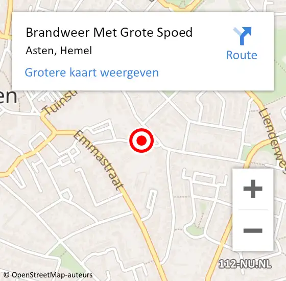 Locatie op kaart van de 112 melding: Brandweer Met Grote Spoed Naar Asten, Hemel op 12 juni 2021 10:46