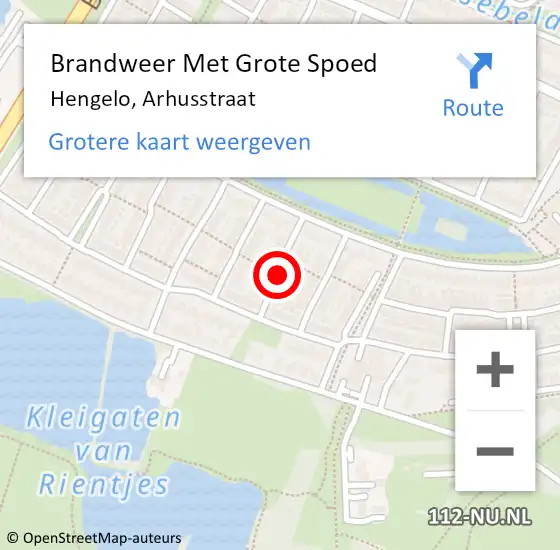 Locatie op kaart van de 112 melding: Brandweer Met Grote Spoed Naar Hengelo, Arhusstraat op 12 juni 2021 10:55