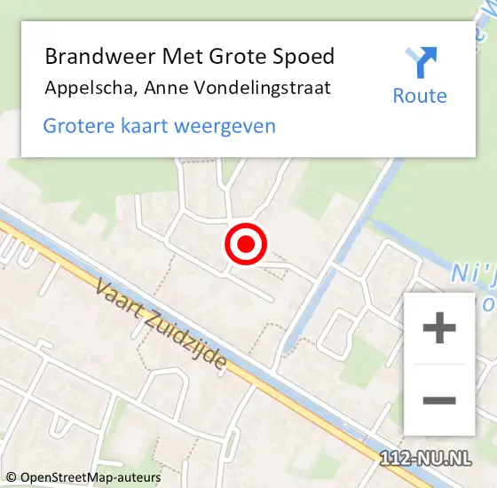 Locatie op kaart van de 112 melding: Brandweer Met Grote Spoed Naar Appelscha, Anne Vondelingstraat op 12 juni 2021 10:56