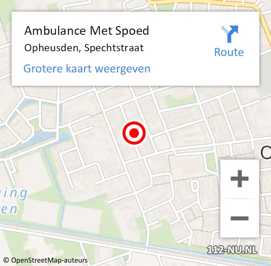 Locatie op kaart van de 112 melding: Ambulance Met Spoed Naar Opheusden, Spechtstraat op 12 juni 2021 11:30