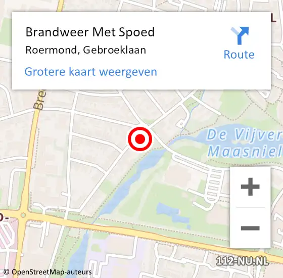 Locatie op kaart van de 112 melding: Brandweer Met Spoed Naar Roermond, Gebroeklaan op 12 juni 2021 11:34