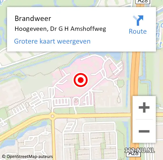 Locatie op kaart van de 112 melding: Brandweer Hoogeveen, Dr G H Amshoffweg op 12 juni 2021 11:34