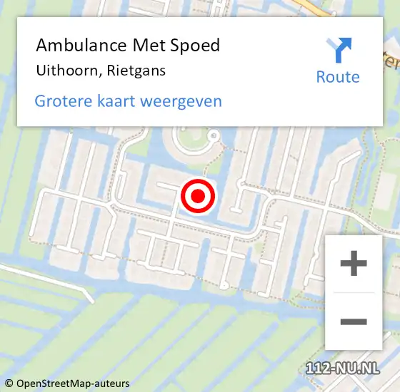 Locatie op kaart van de 112 melding: Ambulance Met Spoed Naar Uithoorn, Rietgans op 12 juni 2021 11:48