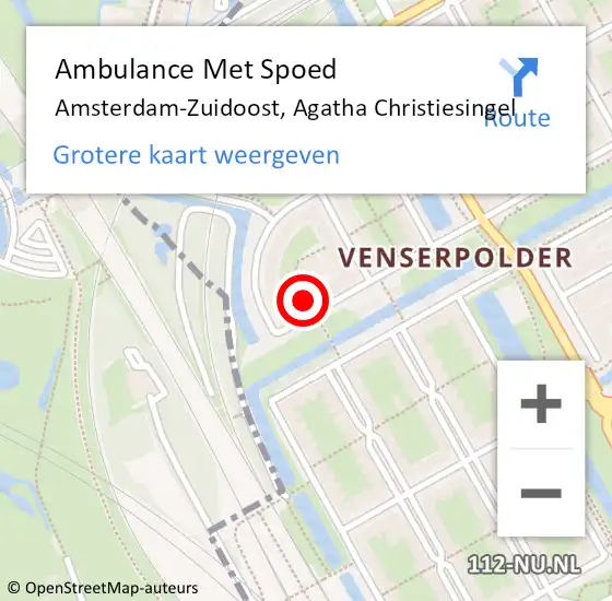 Locatie op kaart van de 112 melding: Ambulance Met Spoed Naar Amsterdam-Zuidoost, Agatha Christiesingel op 12 juni 2021 12:13