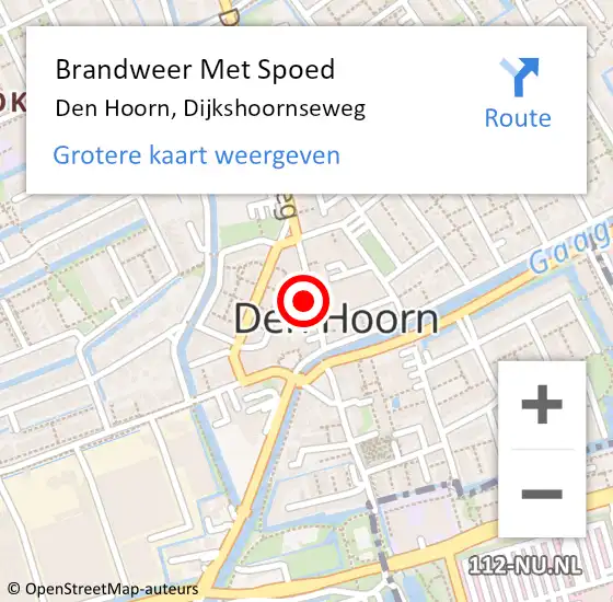 Locatie op kaart van de 112 melding: Brandweer Met Spoed Naar Den Hoorn, Dijkshoornseweg op 12 juni 2021 12:18