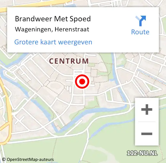 Locatie op kaart van de 112 melding: Brandweer Met Spoed Naar Wageningen, Herenstraat op 12 juni 2021 12:28
