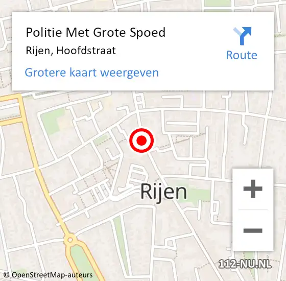 Locatie op kaart van de 112 melding: Politie Met Grote Spoed Naar Rijen, Hoofdstraat op 12 juni 2021 12:33