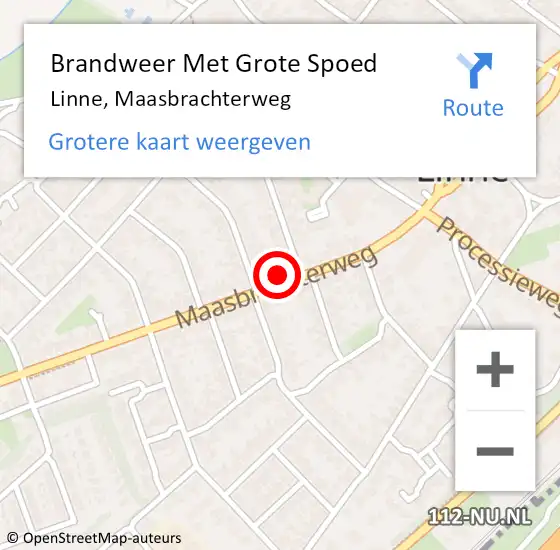 Locatie op kaart van de 112 melding: Brandweer Met Grote Spoed Naar Linne, Maasbrachterweg op 12 juni 2021 12:35