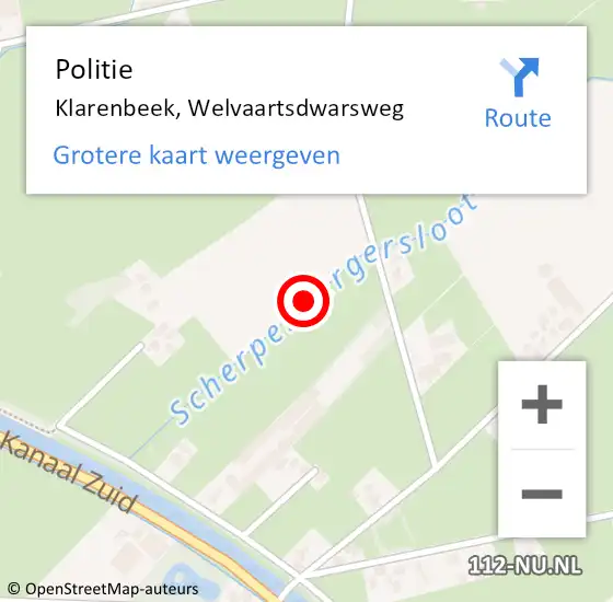 Locatie op kaart van de 112 melding: Politie Klarenbeek, Welvaartsdwarsweg op 12 juni 2021 12:42