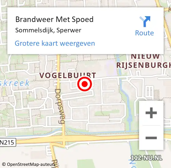 Locatie op kaart van de 112 melding: Brandweer Met Spoed Naar Sommelsdijk, Sperwer op 12 juni 2021 12:42