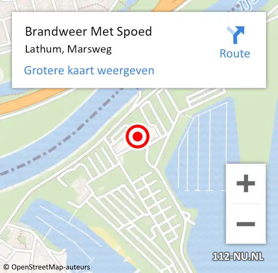 Locatie op kaart van de 112 melding: Brandweer Met Spoed Naar Lathum, Marsweg op 12 juni 2021 13:03