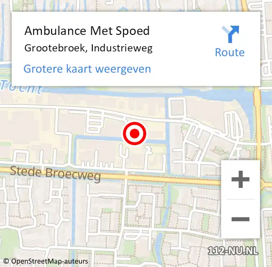 Locatie op kaart van de 112 melding: Ambulance Met Spoed Naar Grootebroek, Industrieweg op 12 juni 2021 13:05