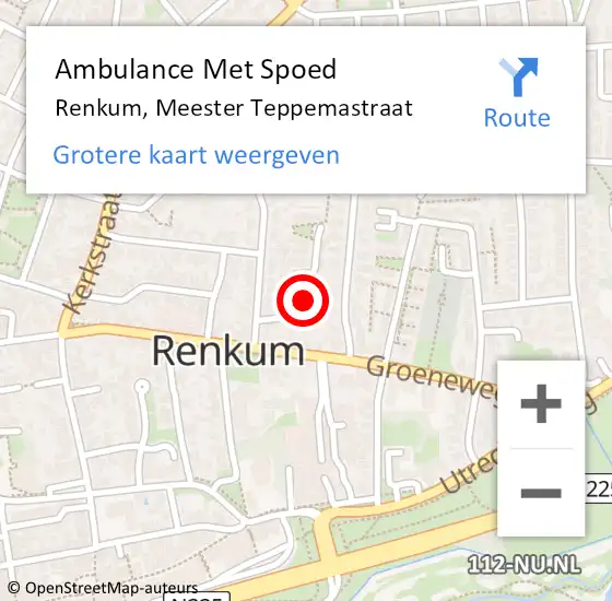 Locatie op kaart van de 112 melding: Ambulance Met Spoed Naar Renkum, Meester Teppemastraat op 12 juni 2021 13:22