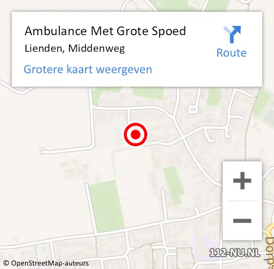 Locatie op kaart van de 112 melding: Ambulance Met Grote Spoed Naar Lienden, Middenweg op 12 juni 2021 13:25